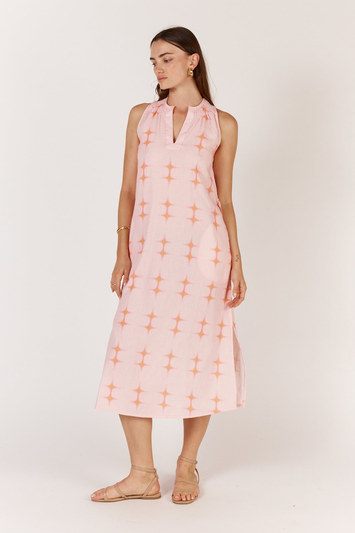 Itami Geometric Sleeveless Dress Pink