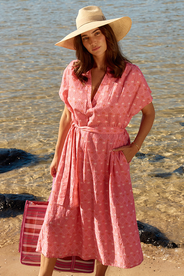 Itami Jonson Capped Sleeve Midi Almera Pink