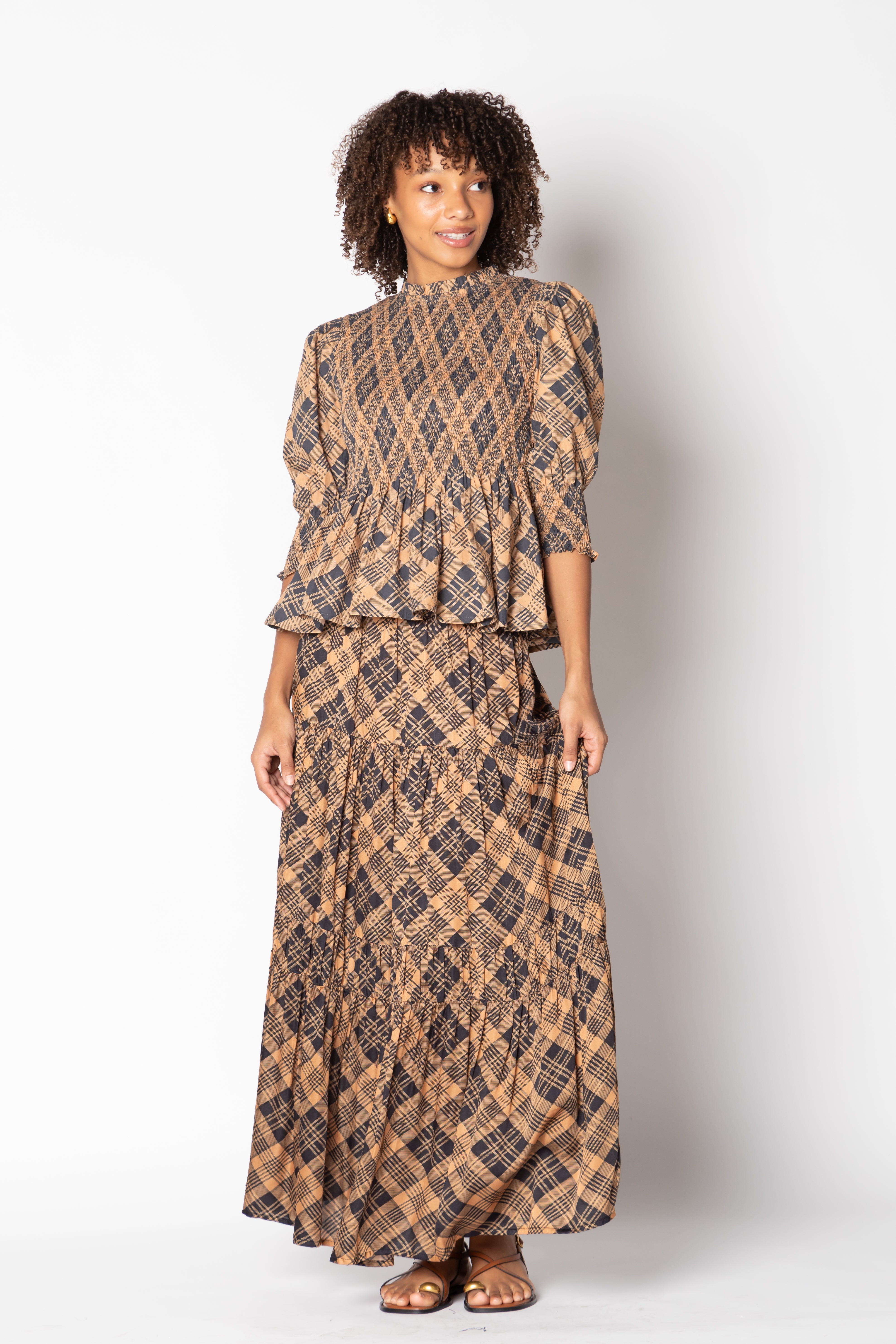 Itami Eden Skirt Tartan Latte