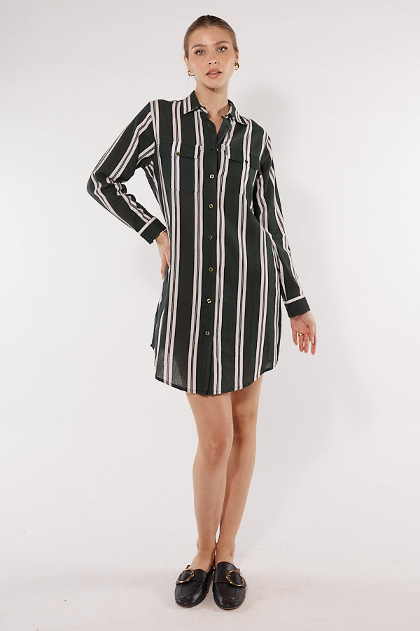 Itami Marseille Shirtdress Black Stripe