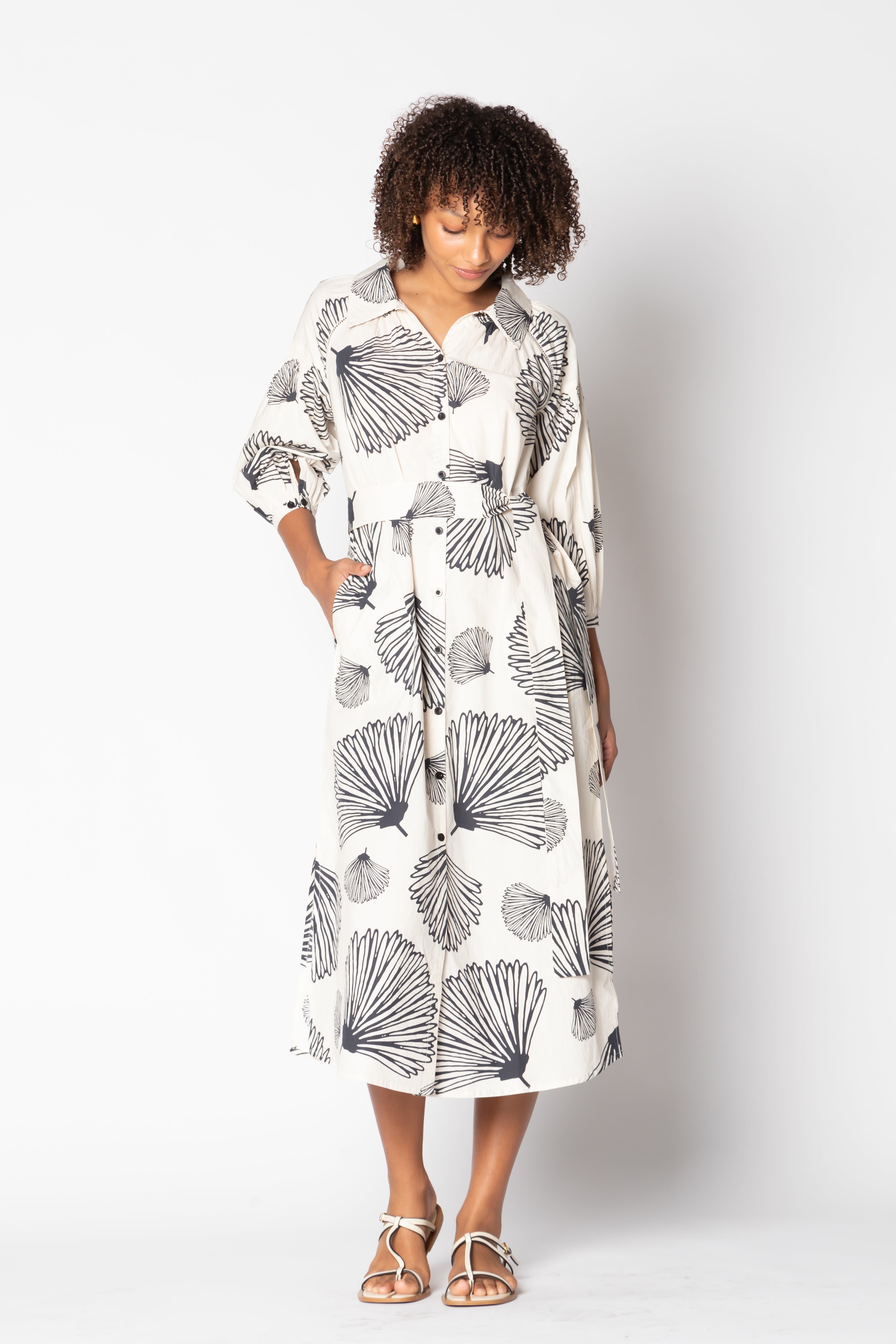 Itami Moussi LS Button Dress Natural