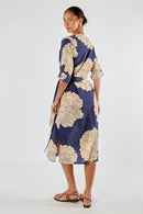 Itami Orient Long Sleeve Dress Navy