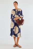 Itami Orient Long Sleeve Dress Navy