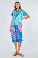 Itami Papillon Button Dress Blue