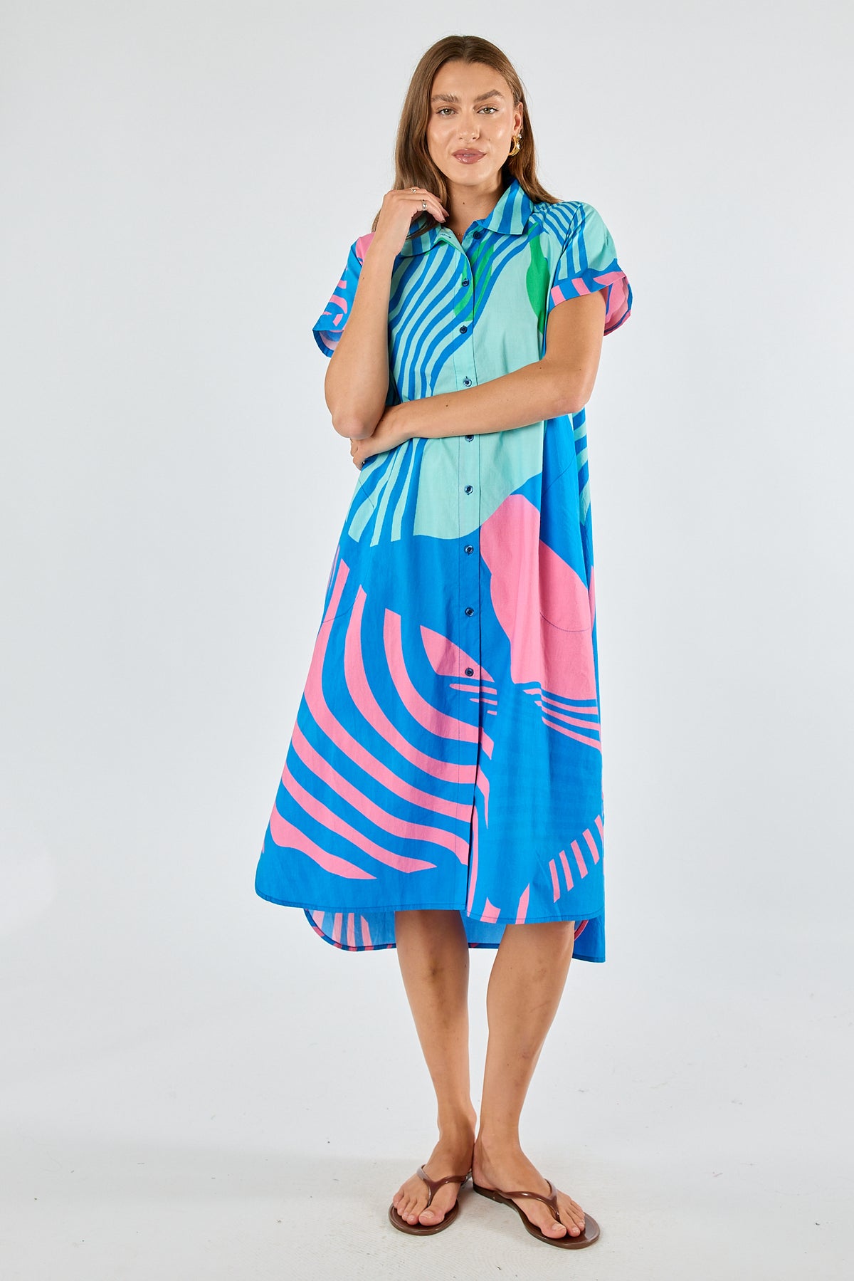 Itami Papillon Button Dress Blue