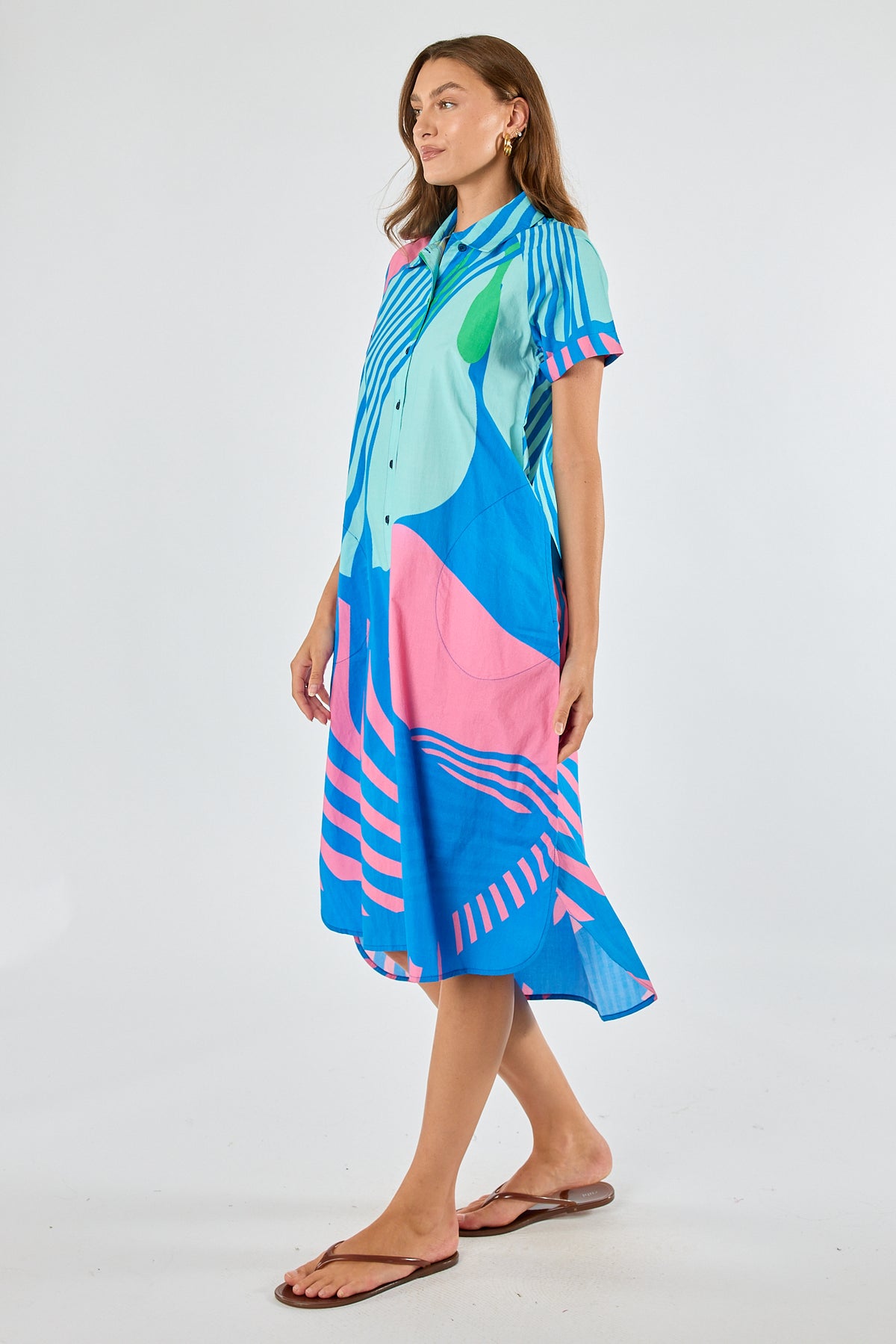 Itami Papillon Button Dress Blue
