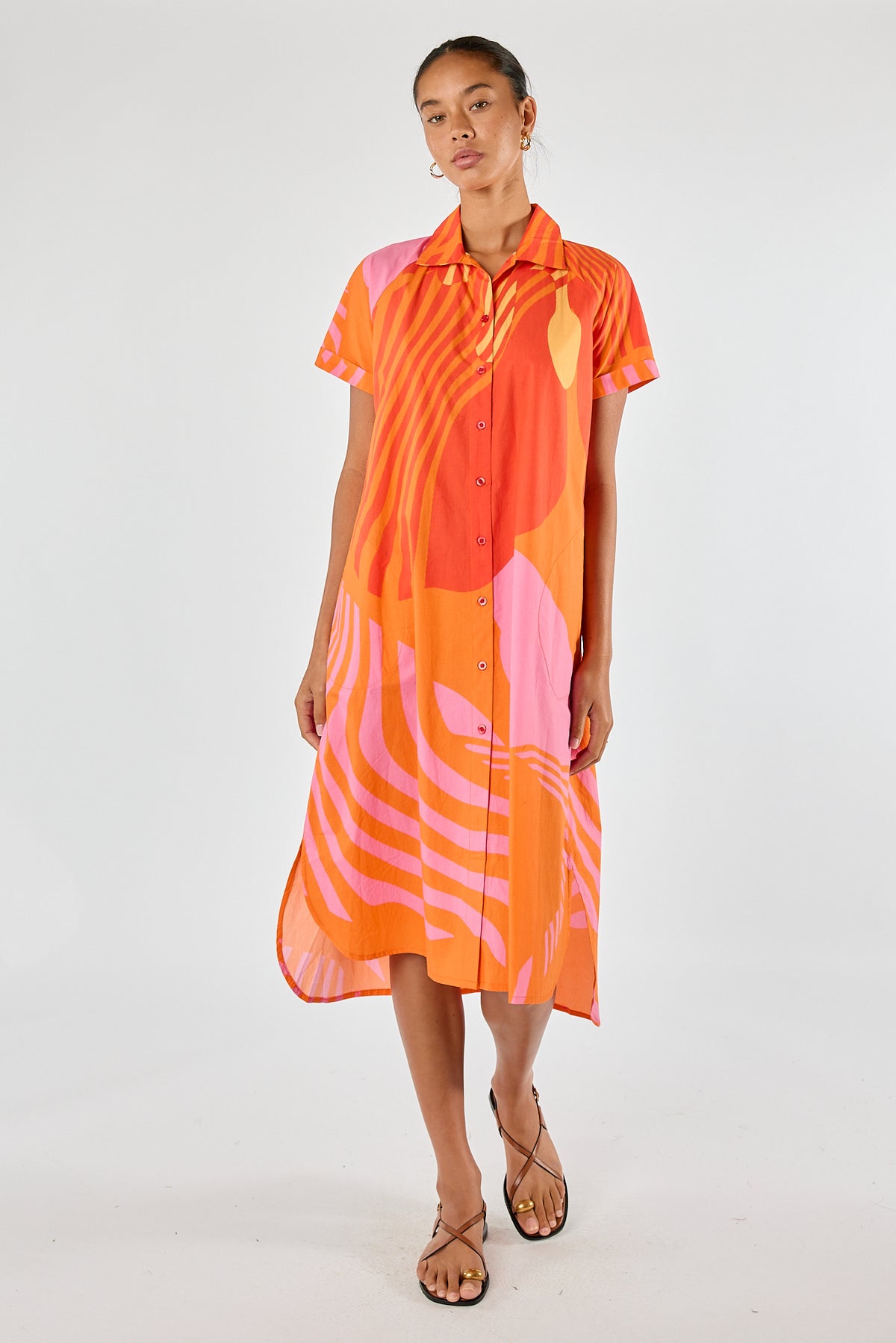 Itami Papillon Button Dress Orange