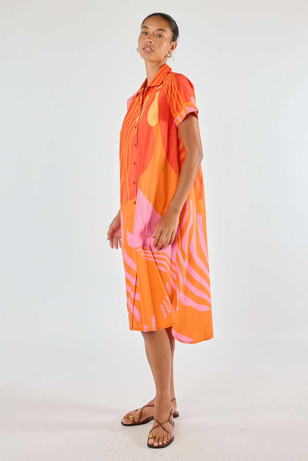 Itami Papillon Button Dress Orange