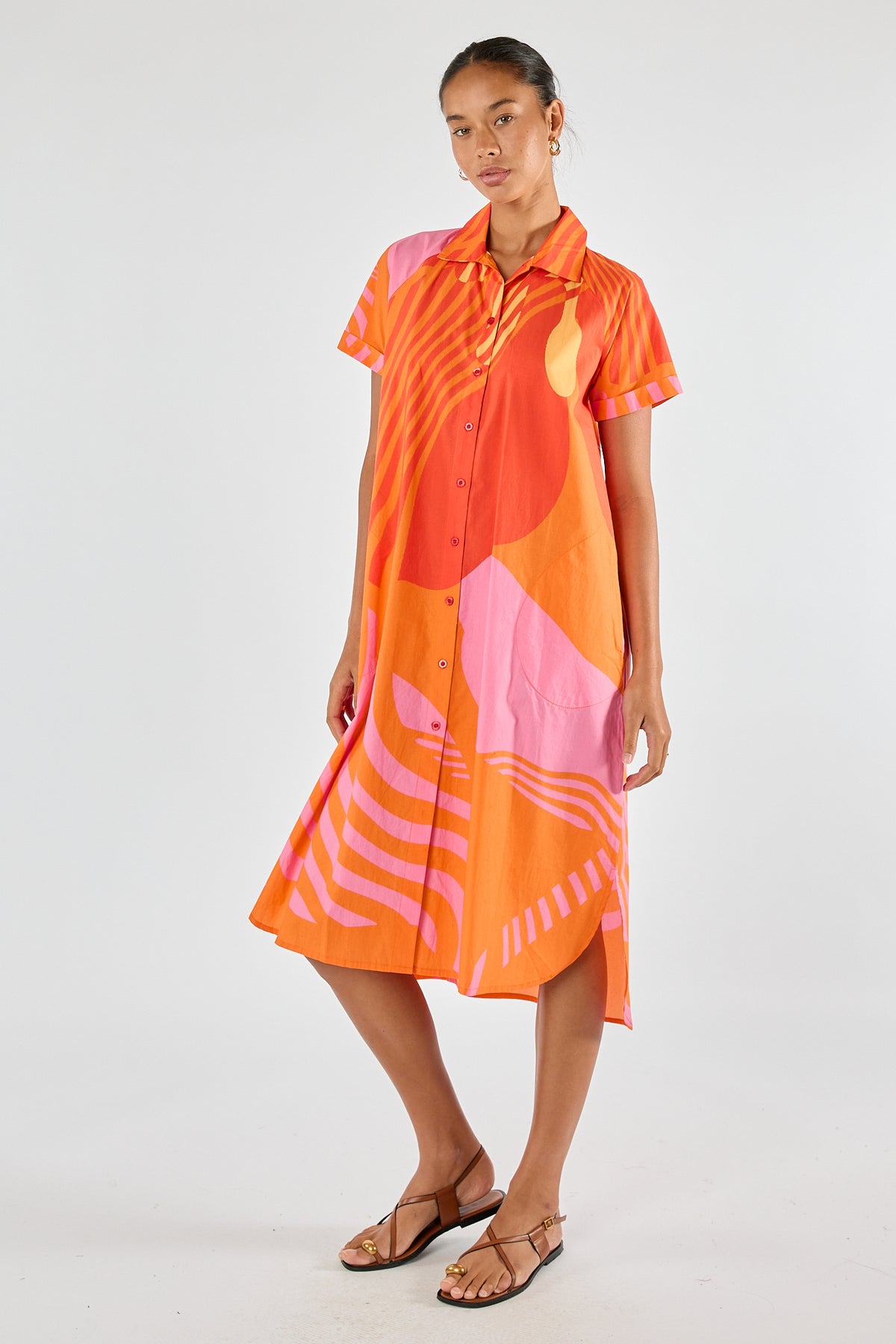 Itami Papillon Button Dress Orange