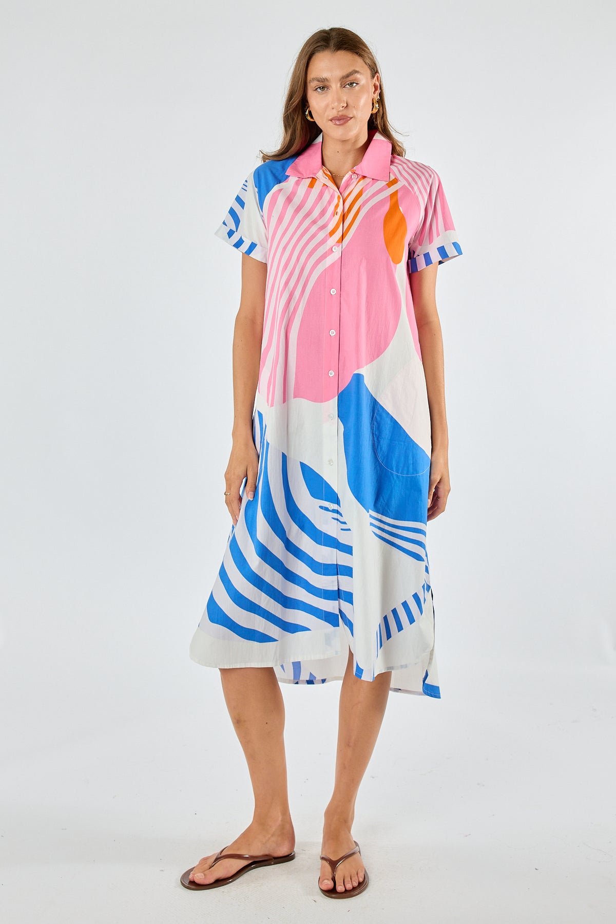 Itami Papillon Button Dress White