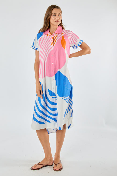 Itami Papillon Button Dress White
