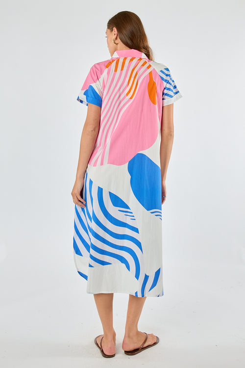 Itami Papillon Button Dress White