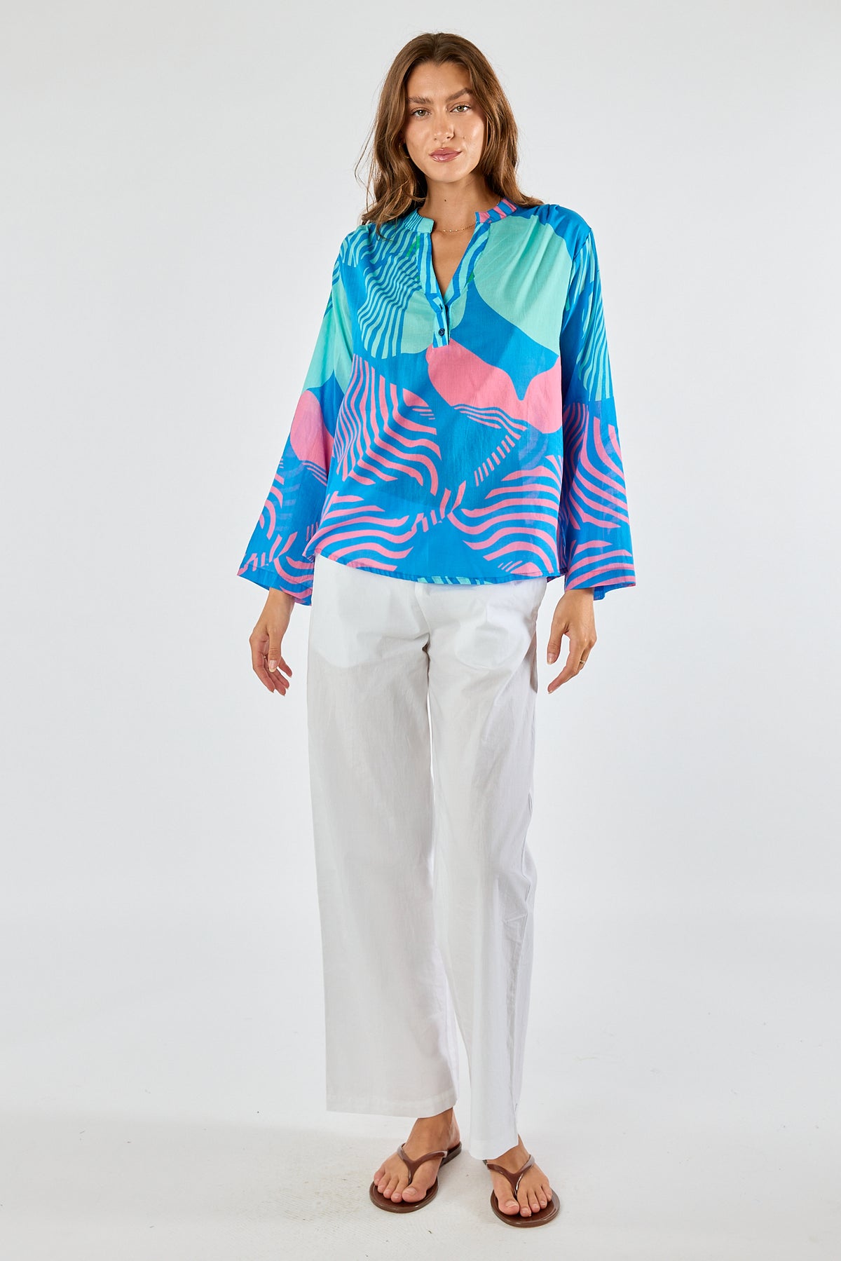 Itami Papillon Long Sleeve Top Blue