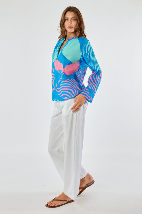 Itami Papillon Long Sleeve Top Blue