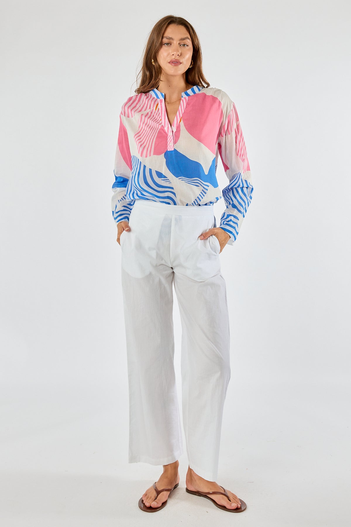 Itami Papillon Long Sleeve Top White