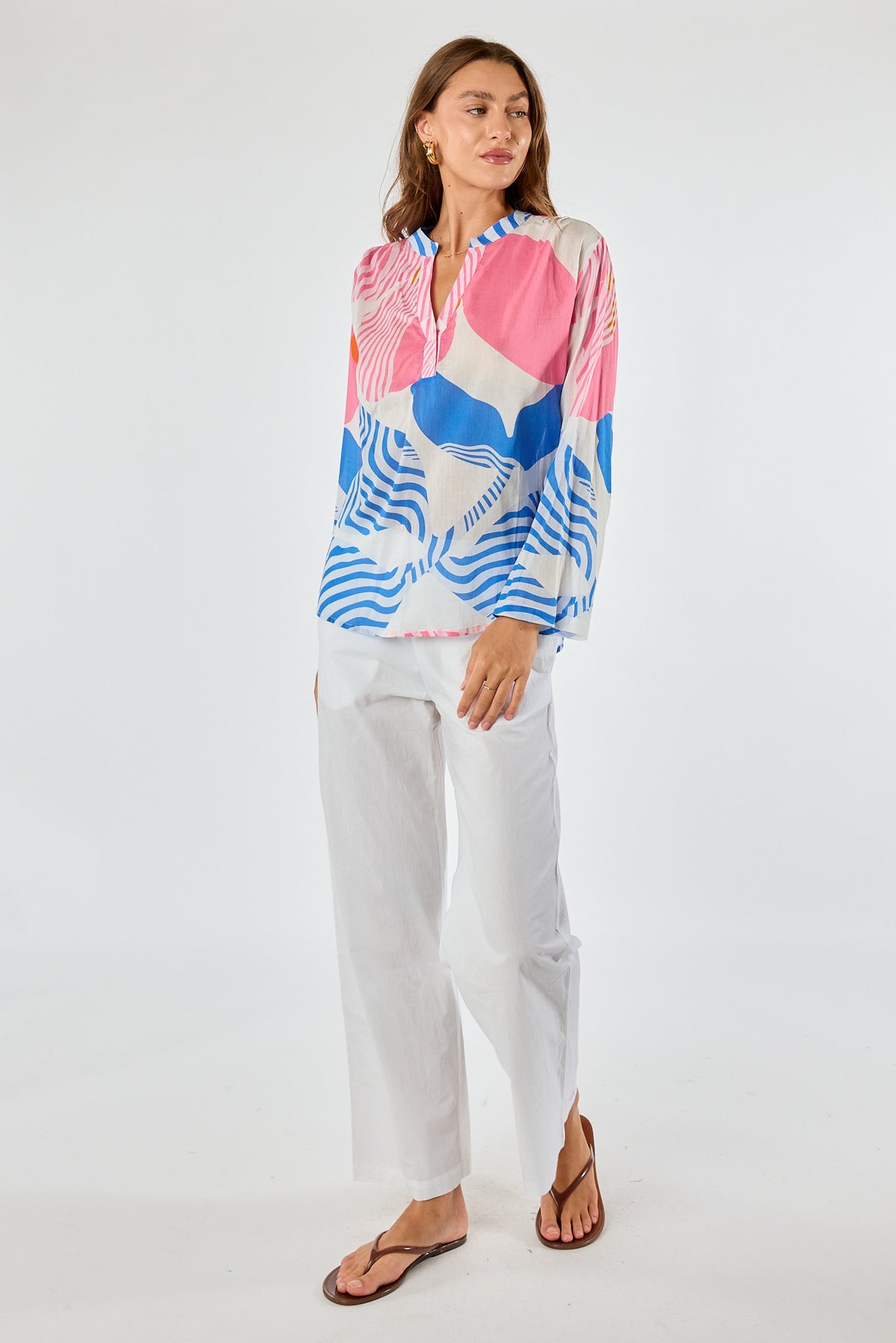 Itami Papillon Long Sleeve Top White