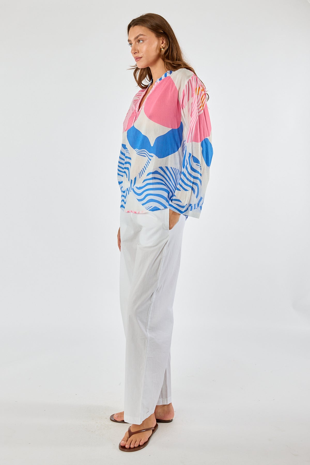 Itami Papillon Long Sleeve Top White