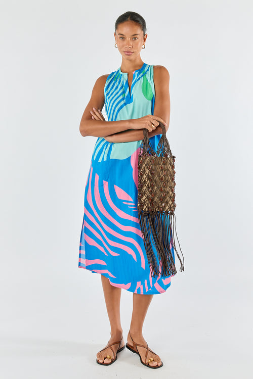 Itami Papillon Sleeveless Dress Blue