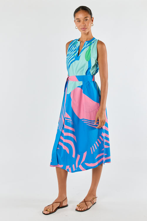 Itami Papillon Sleeveless Dress Blue