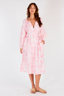 Itami Sakanto Long Sleeve Button Dress Flores Pink