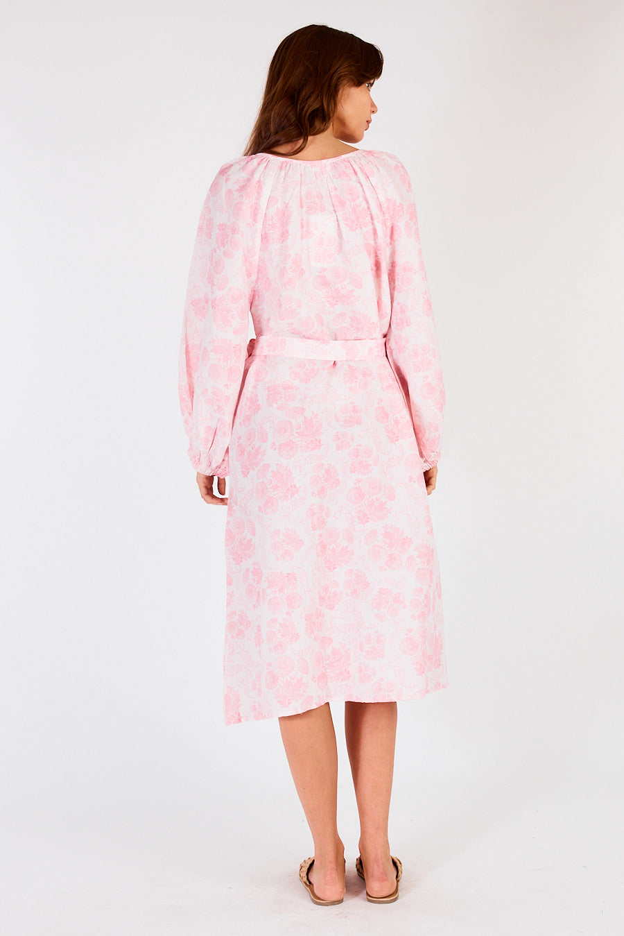 Itami Sakanto Long Sleeve Button Dress Flores Pink