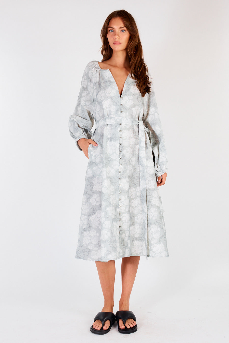 Itami Sakanto L/S Button Dress Flores Xanadu