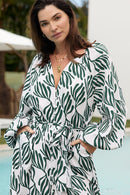 Itami Sakanto L/S Button Dress Verde White