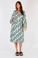 Itami Sakanto L/S Button Dress Verde White