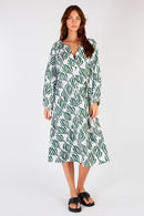 Itami Sakanto L/S Button Dress Verde White