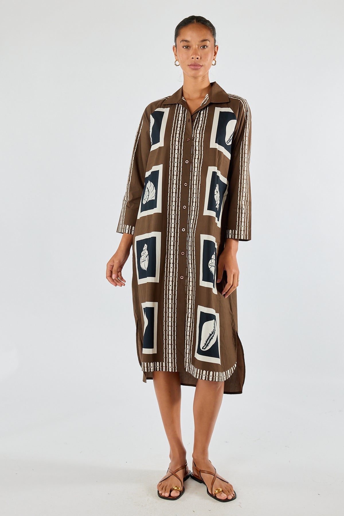 Itami Seashell Shirtdress Brown