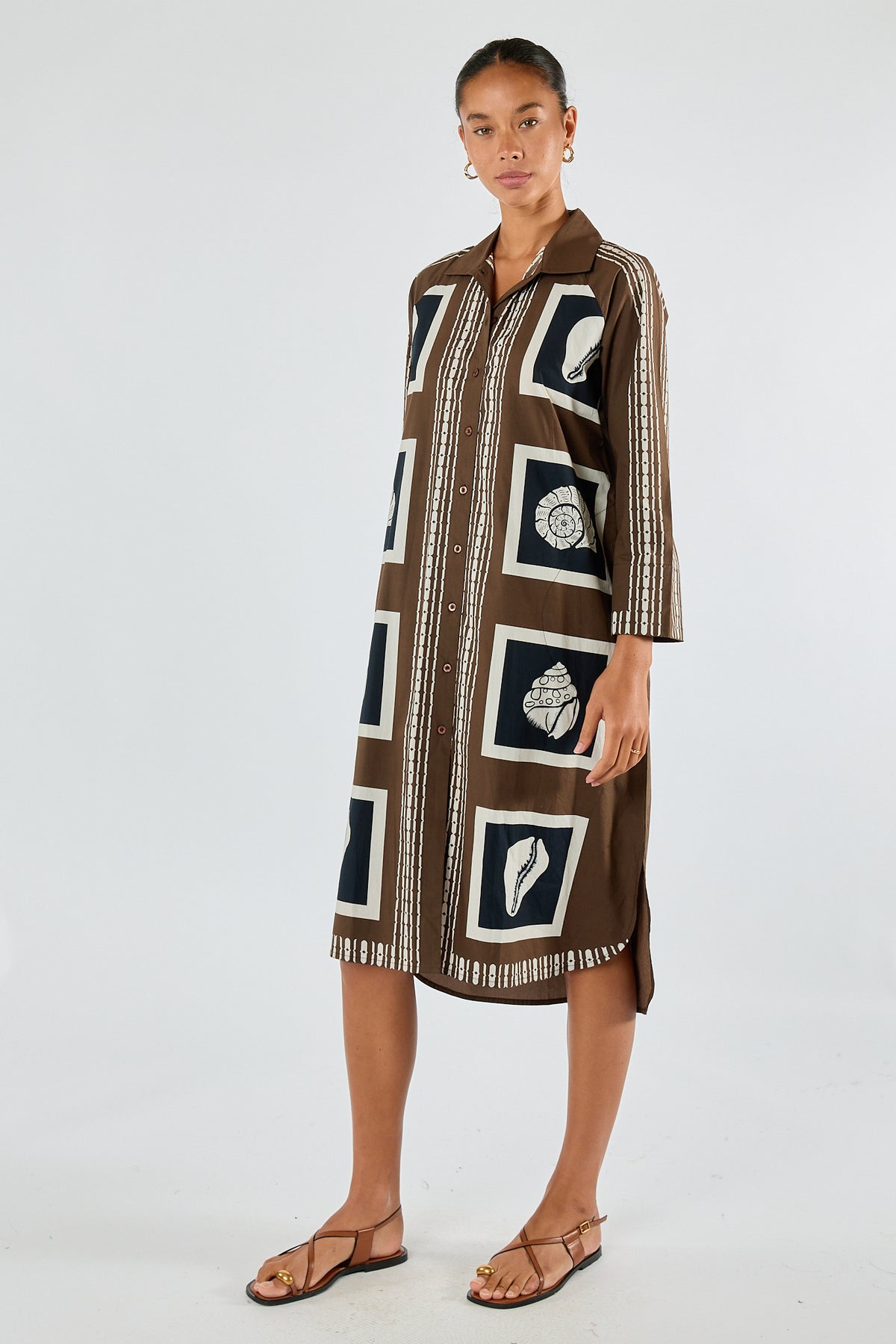 Itami Seashell Shirtdress Brown