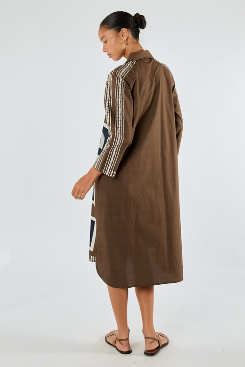Itami Seashell Shirtdress Brown