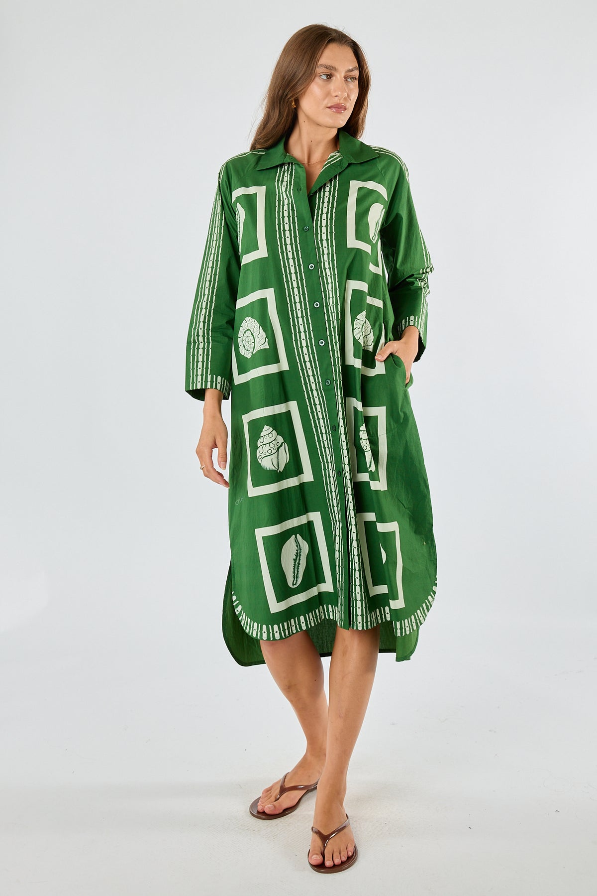 Itami Seashell Shirtdress Green