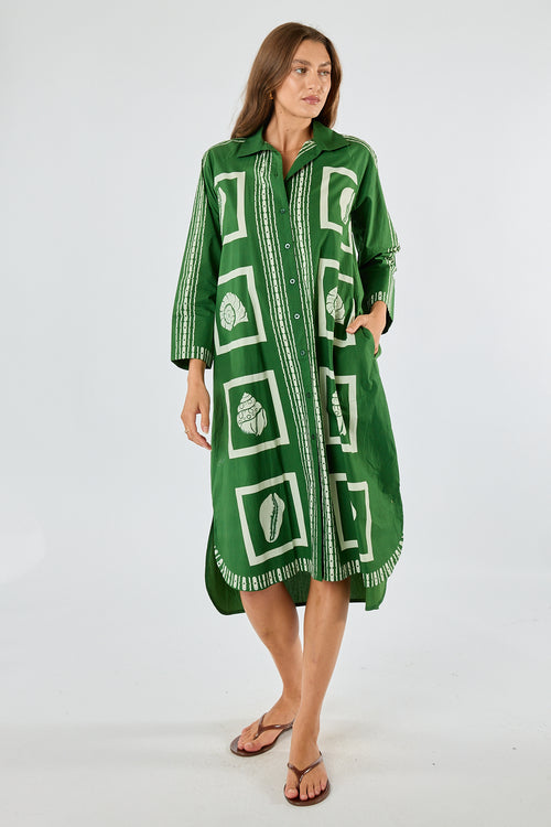 Itami Seashell Shirtdress Green