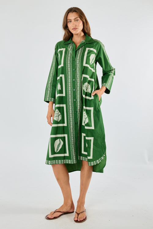 Itami Seashell Shirtdress Green