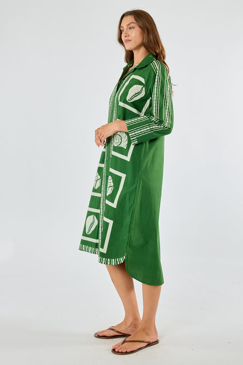 Itami Seashell Shirtdress Green