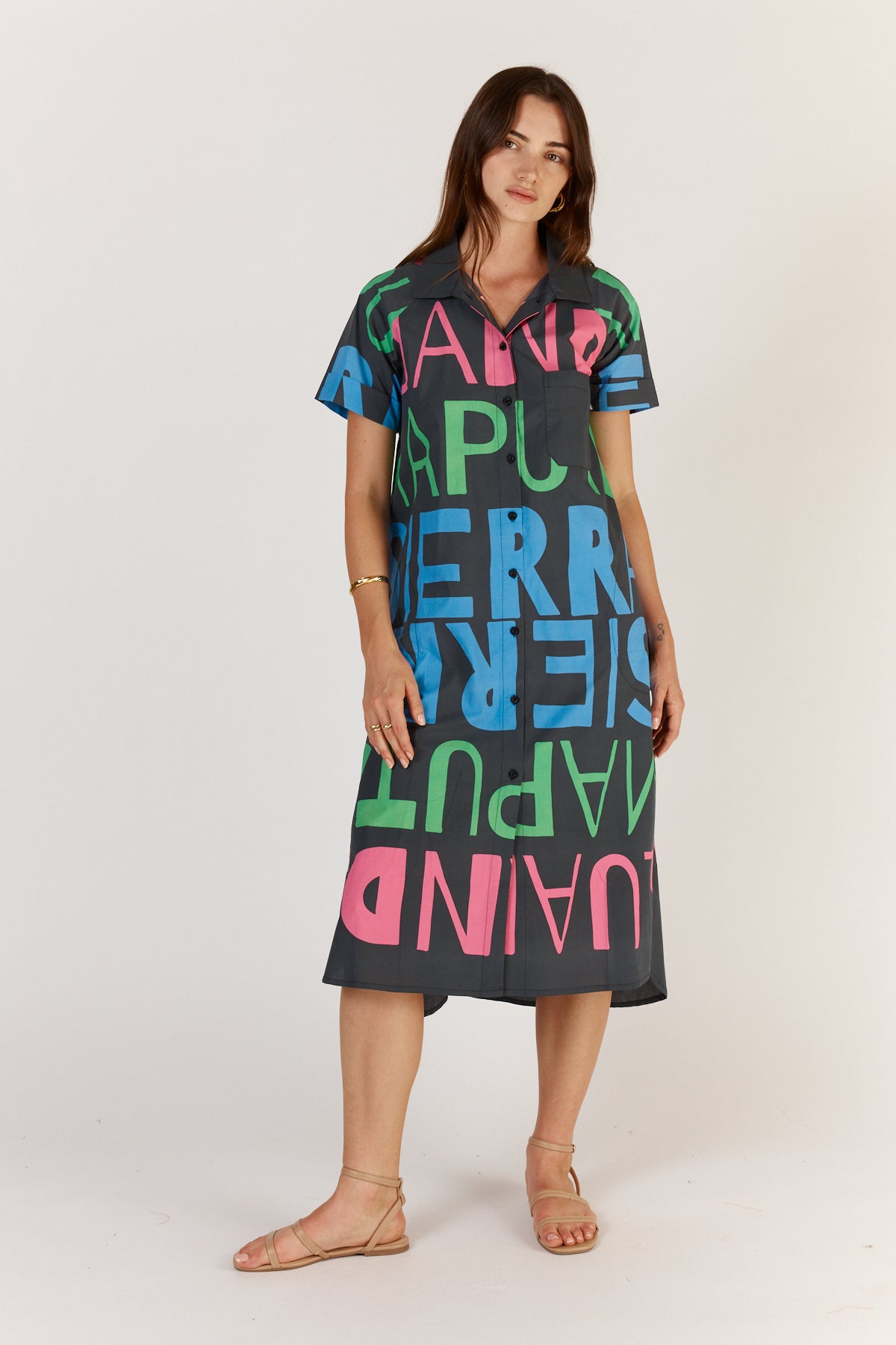 Itami Sierra Button Dress Navy
