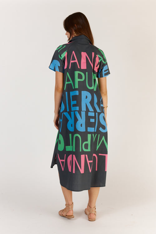 Itami Sierra Button Dress Navy