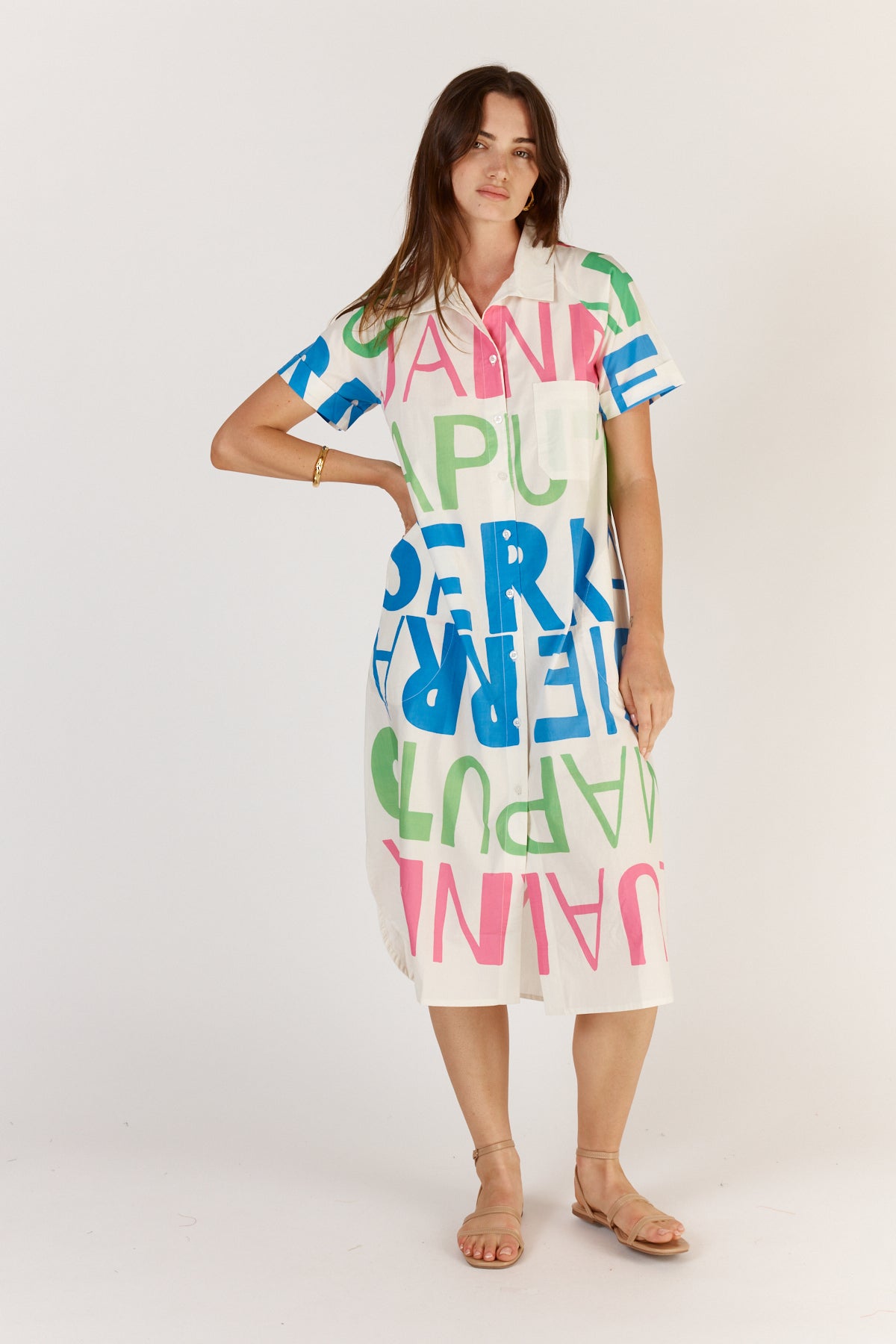 Itami Sierra Button Dress White