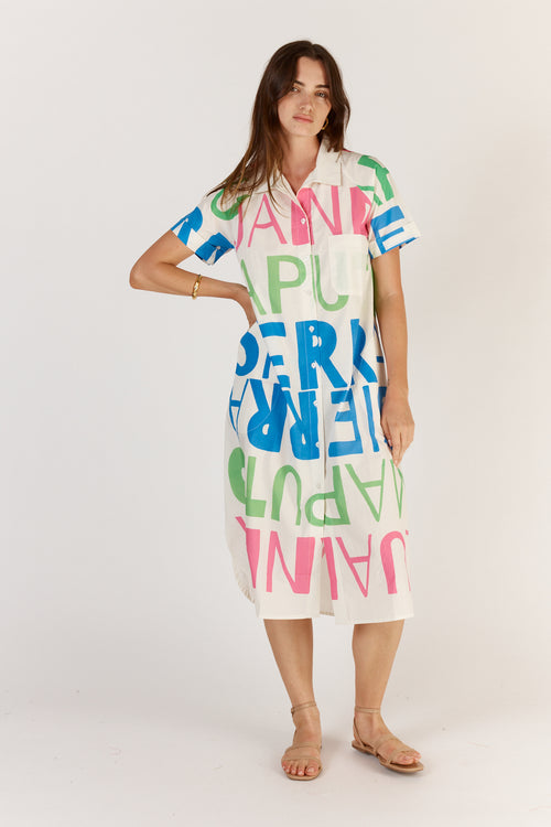 Itami Sierra Button Dress White