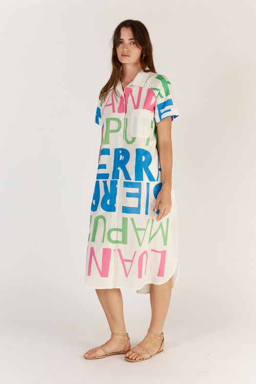 Itami Sierra Button Dress White