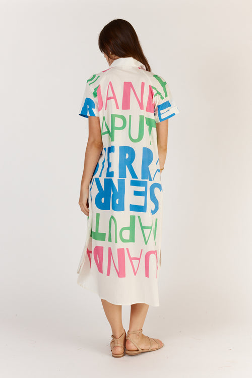 Itami Sierra Button Dress White