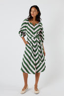 Itami Stripe Button Dress Olive