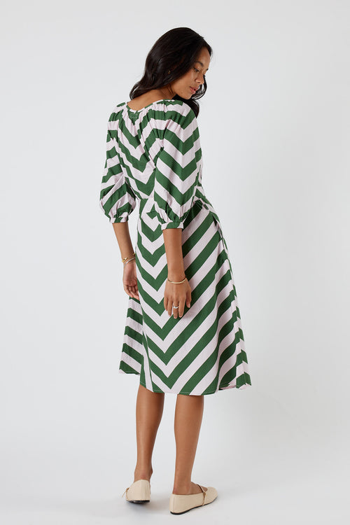 Itami Stripe Button Dress Olive