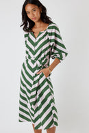 Itami Stripe Button Dress Olive