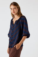 Itami Stripe Button Top Navy