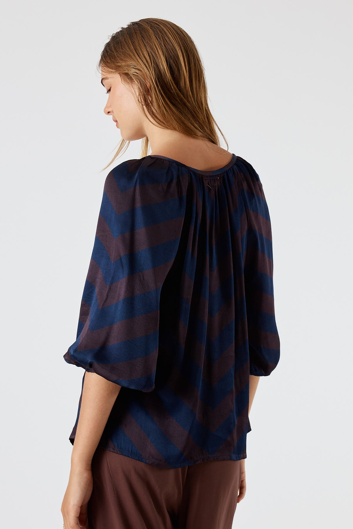 Itami Stripe Button Top Navy