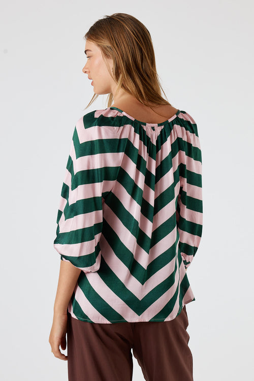 Itami Stripe Button Top Olive