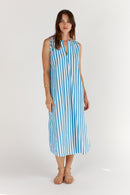Itami Stripe Sleeveless Dress Blue