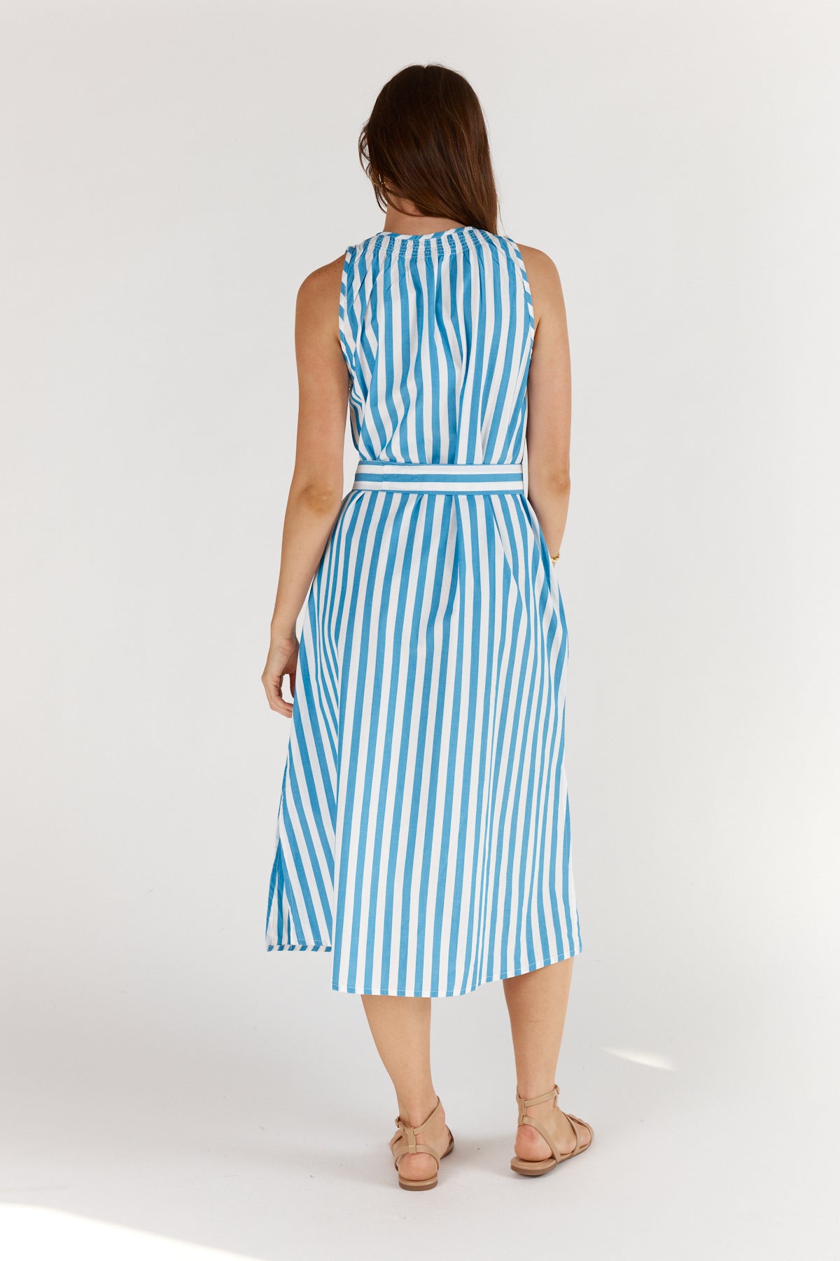 Itami Stripe Sleeveless Dress Blue